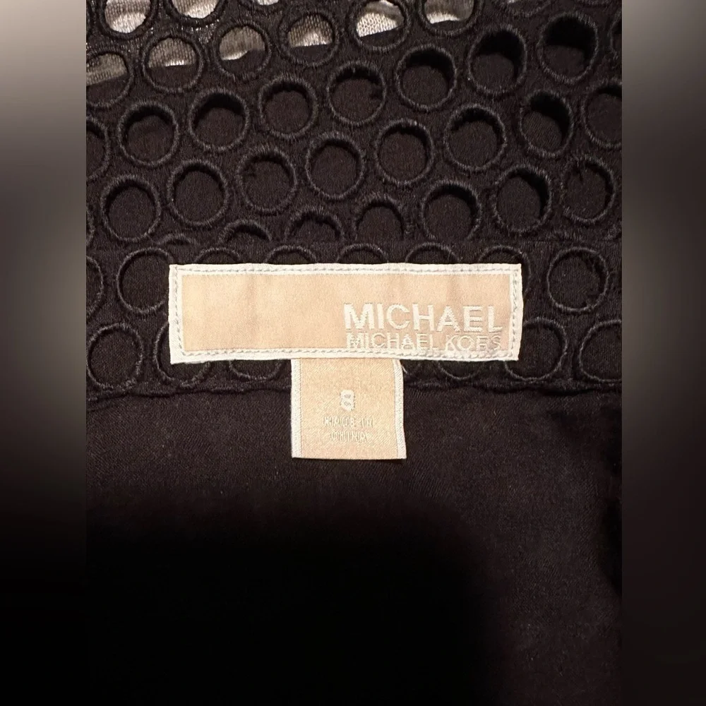 MICHAEL Michael Kors Eyelet Skirt Black & White Stripe Cotton 8
